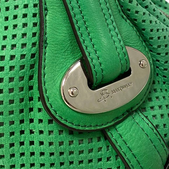 B. Makowsky Green Leather Shoulder Bag - Picture 5 of 9